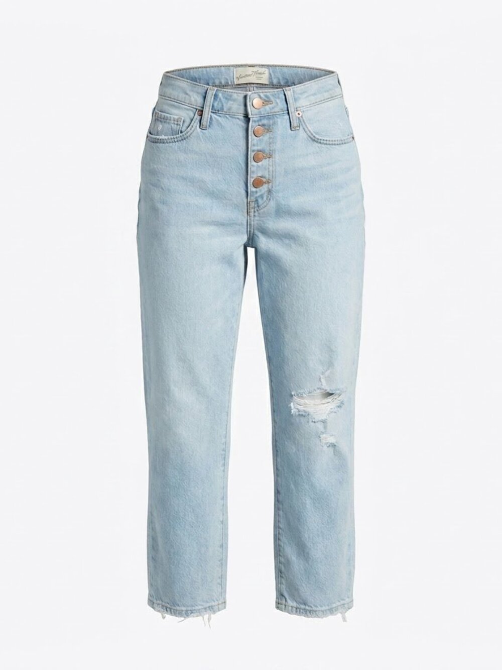 Univ Thread Vintage Straight High Rise Button Fly Crop Jeans 2 26S Distressed